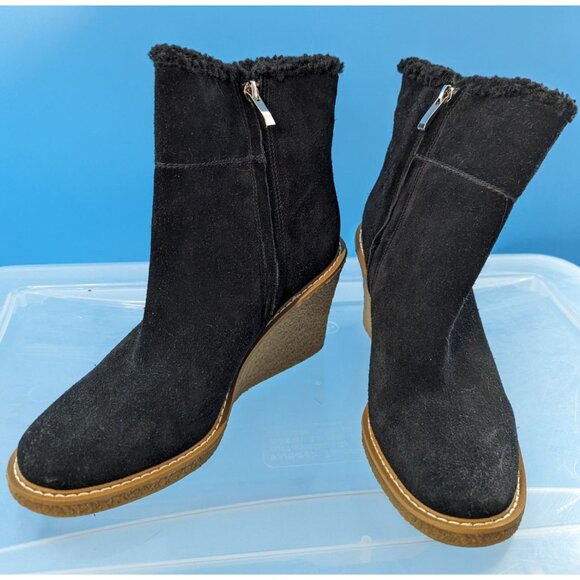 Franco Sarto NWOT‎ Ulayna Women’s Suede Faux Fur Lined Wedge Boots Size 9 - Picture 4 of 10